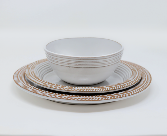 Large Dinner Plate - Soil & Stem - White