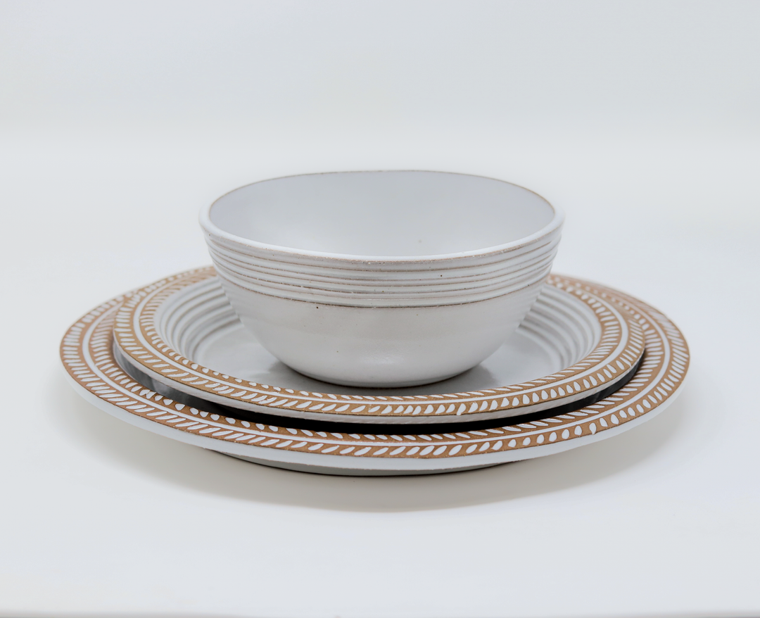 Small Dinner Plate - Soil & Stem - White