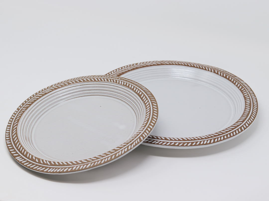 Small Dinner Plate - Soil & Stem - White