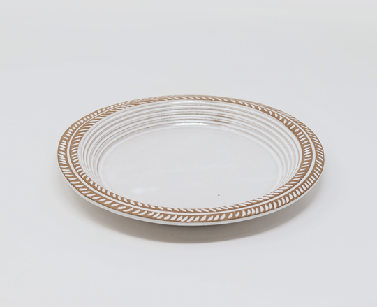 Large Dinner Plate - Soil & Stem - White