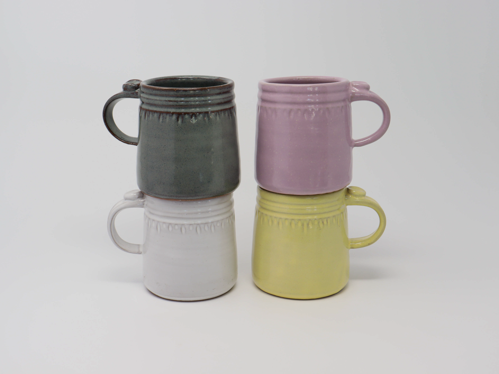 Wheel Thrown Mug - Folk White