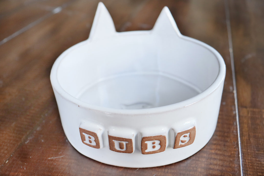 Cat Bowl - Folk White