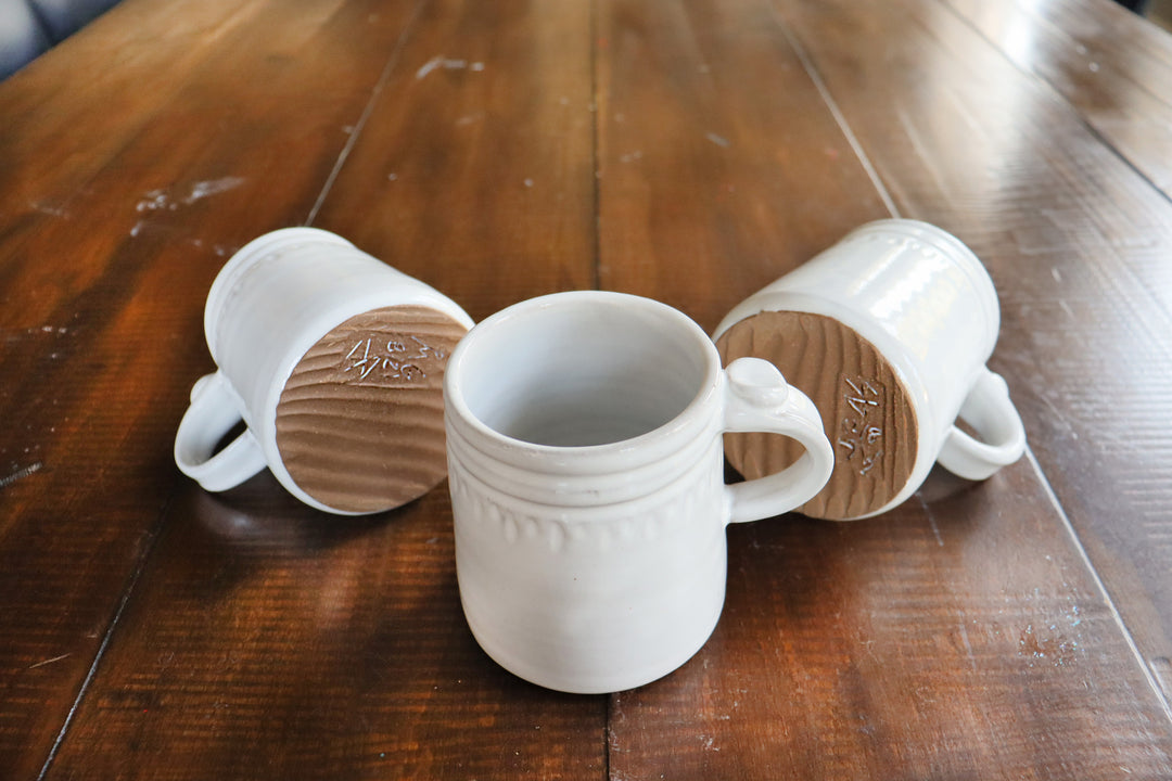 Wheel Thrown Mug - Folk White