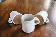 Handmade Ceramic Mug - Wheel Thrown- Folk White