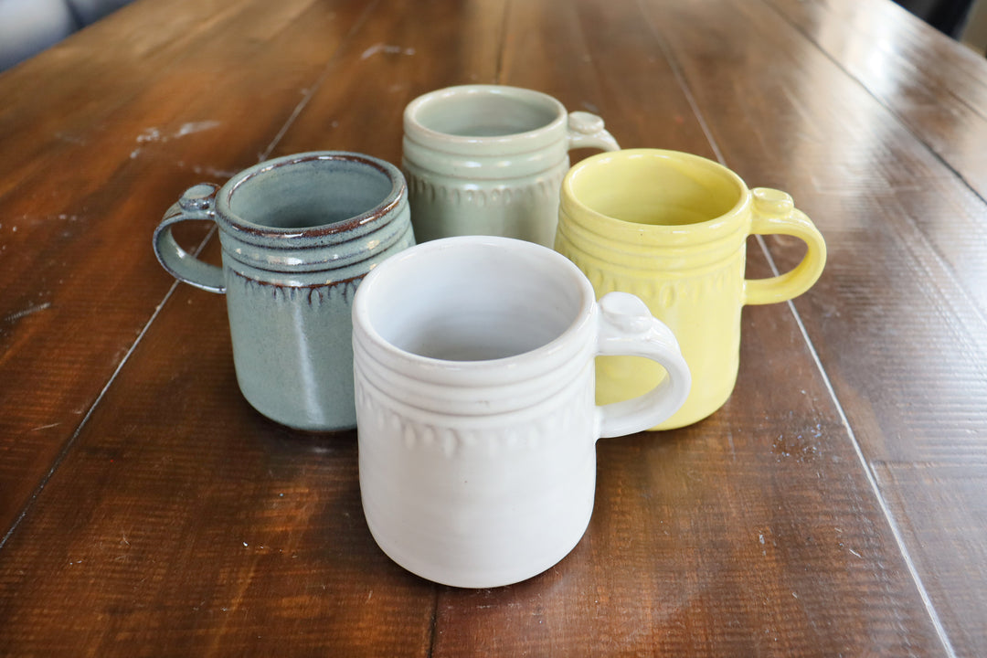 Wheel Thrown Mug - Folk White